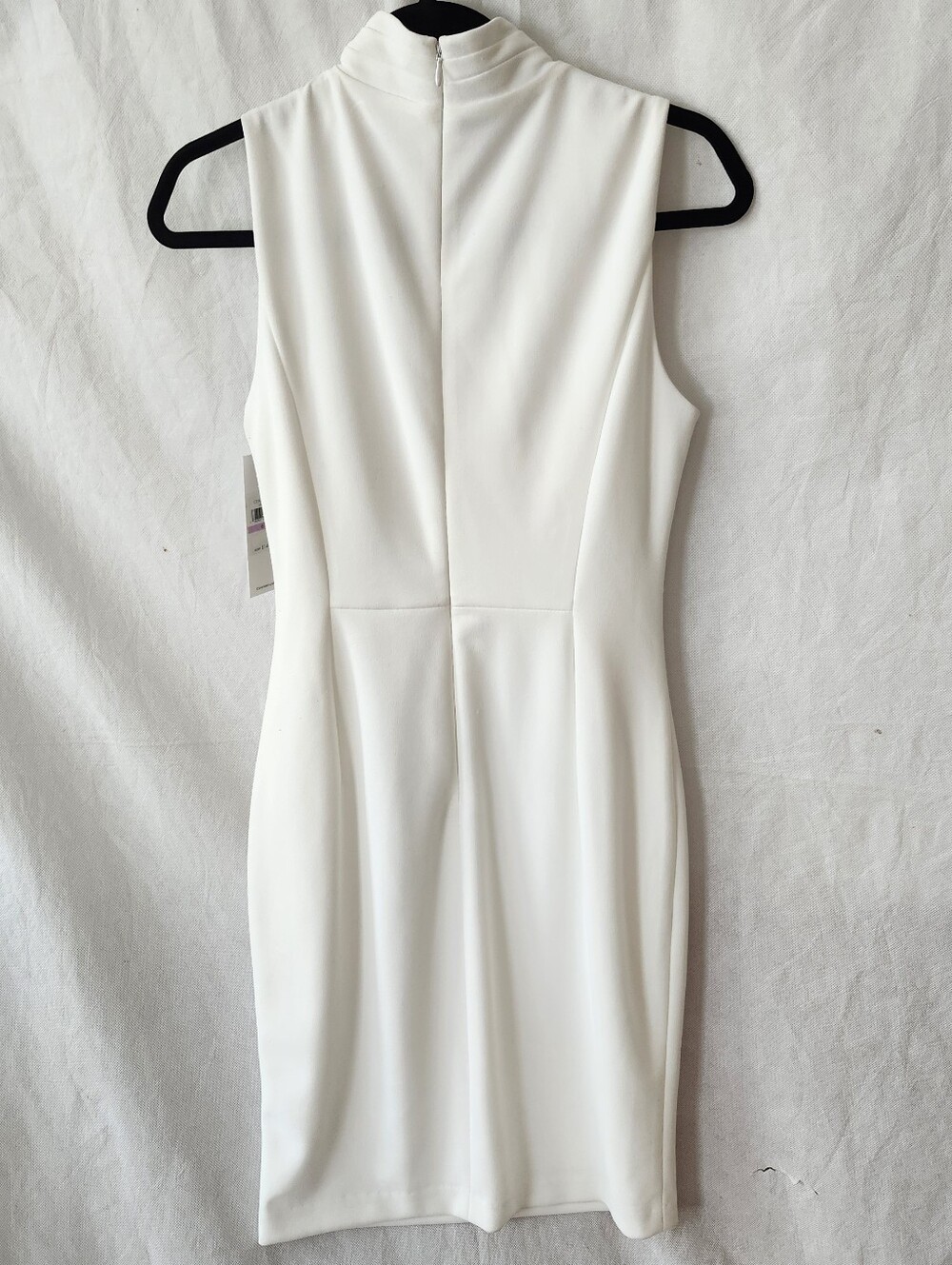 Calvin Klein Sleeveless Cowl Neck Draped Sheath Dress in Cream Sz 6 - Picture 3 of 7